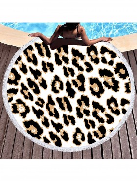 Leopard Print Round Beach Towel